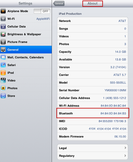 IOS Cihazın Bluetooth MAC Adresinizi Bulun